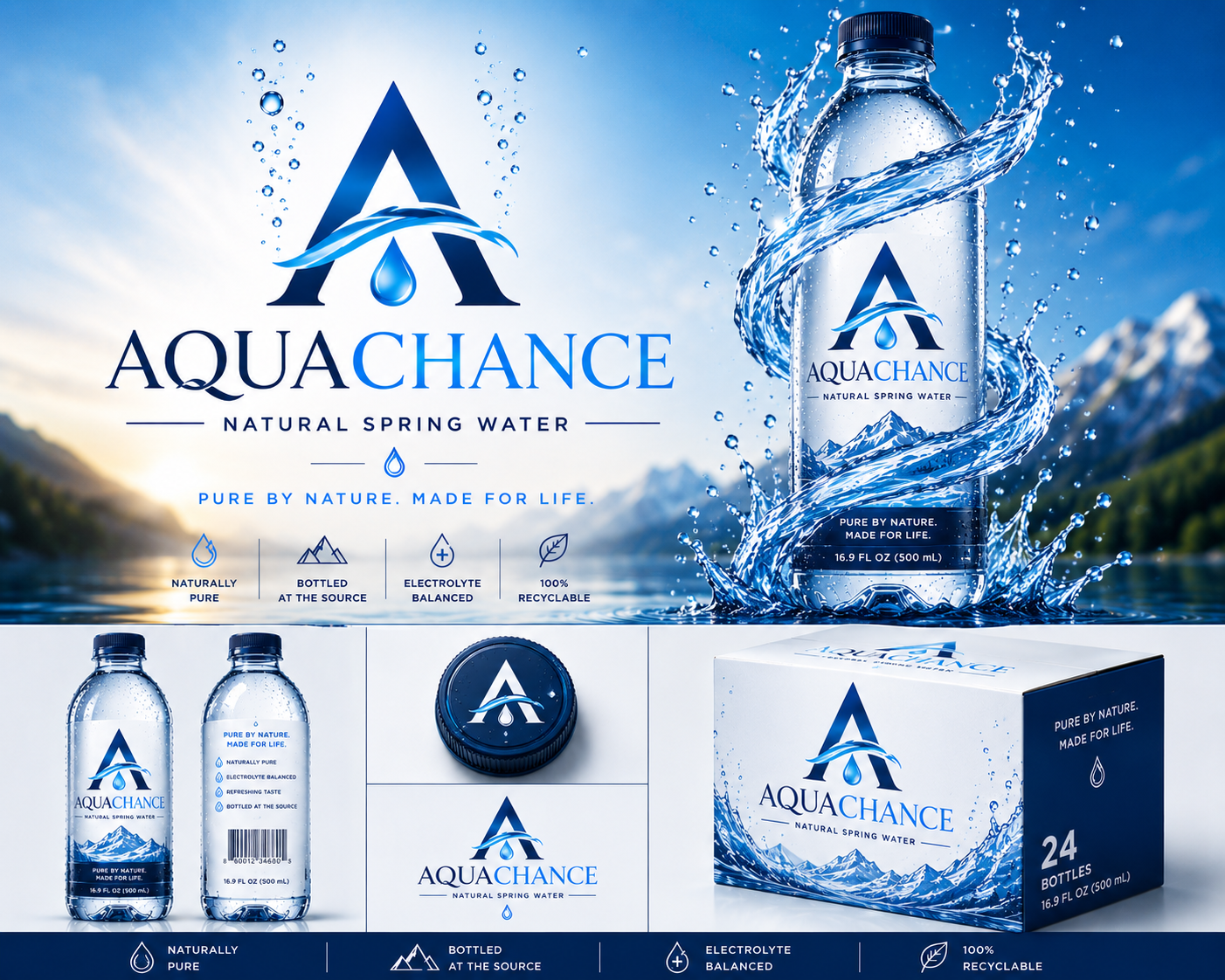 AquaChance brand and packaging presentation